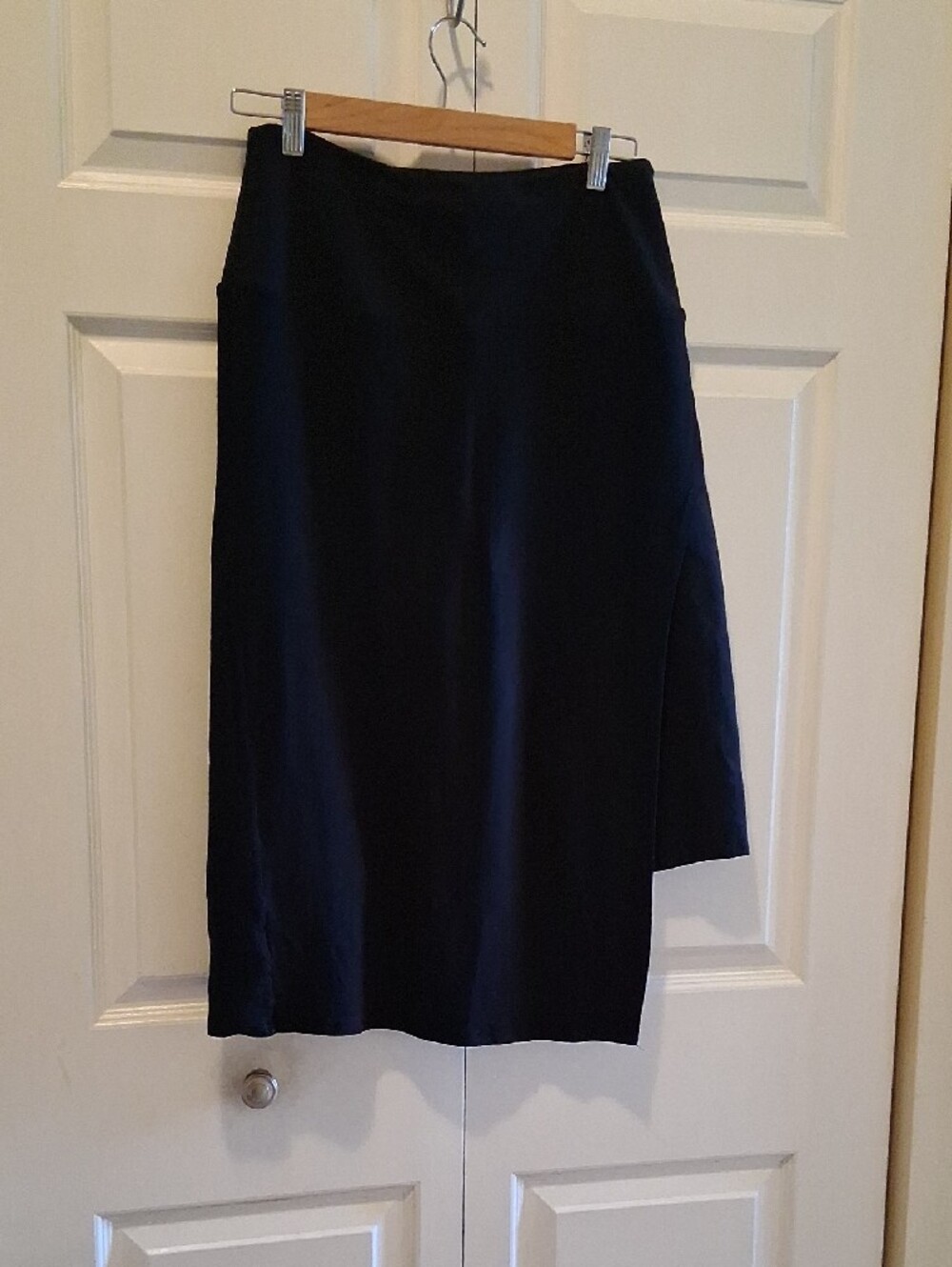 Lysse Black Asymmetrical Cotton Blend Midi Skirt Skort